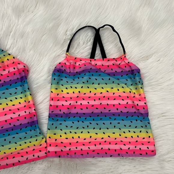 🌸Wonder Nation Rainbow Watermelon Swim Top Sizes M (7-8), XL (14-16) (TOP ONLY) - Picture 3 of 11